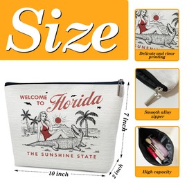 Ythuil Florida Makeup Bag, Girls Trip Cosmetic Bag for Purse, Birthday Gifts for Women Female Friends BFF Traveler Sister, Florida Souvenirs, City Travel Organizer