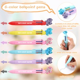 Sayglossy 36 Pcs Axolotl Ballpoint Pens Bulk Fun 6 in 1 Multicolor Retractable Cute Black Gel Ballpoint Colorful Inspirational Pens Axolotl Lover Back to School Gifts for Student ADHD Birthday Office