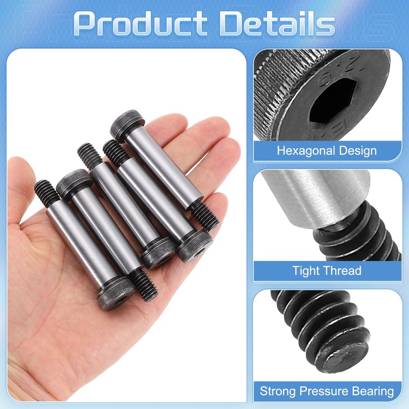 sourcing map Alloy Steel Hexagon Socket Head Shoulder Screws Bolts,