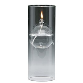 Firefly Modern Transcend Clear Glass Oil Lamp | 2 Pieces | 8-3/8 Inch Tall Hurricane Candle Holder Sleeve with Suspended, Round Bliss Oil Candle