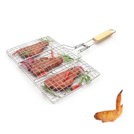 TOPINCN Grilled Net Barbecue Clip BBQ Steel Grill Wire Mesh Folders Grilled Fish Clip Outdoor Camping Tool