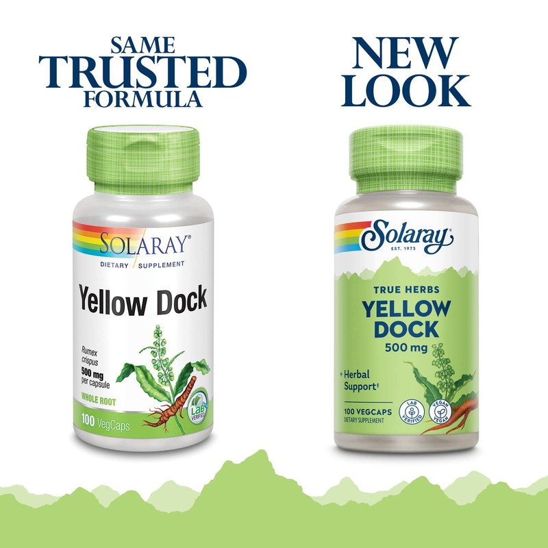 SOLARAY Yellow Dock Root, Veg Cap (Btl-Plastic) 500mg 100ct