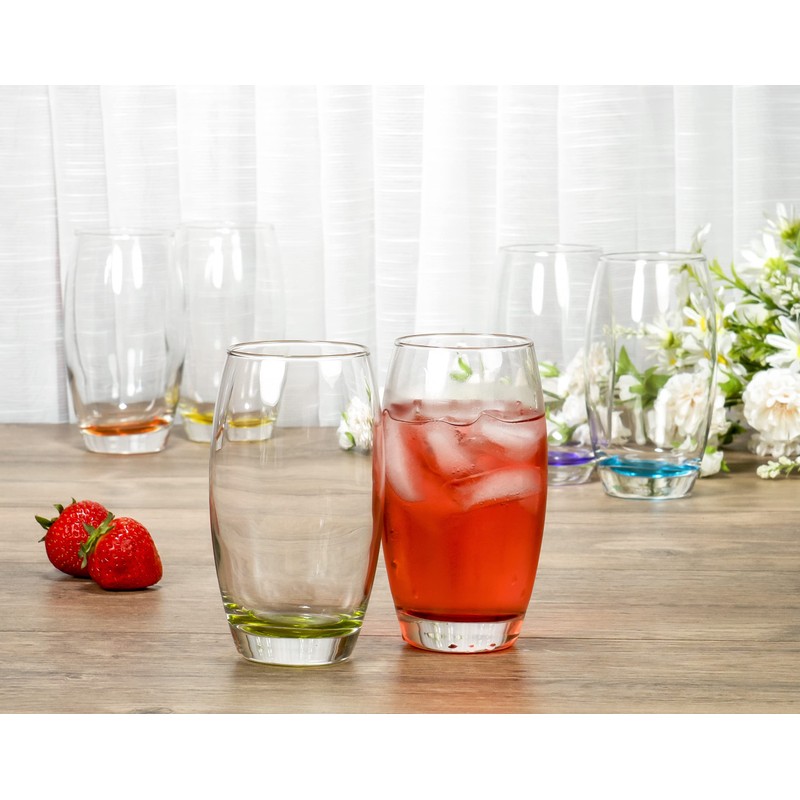 Red Co. Large 16 oz Multicolored Drinking Glass Set of