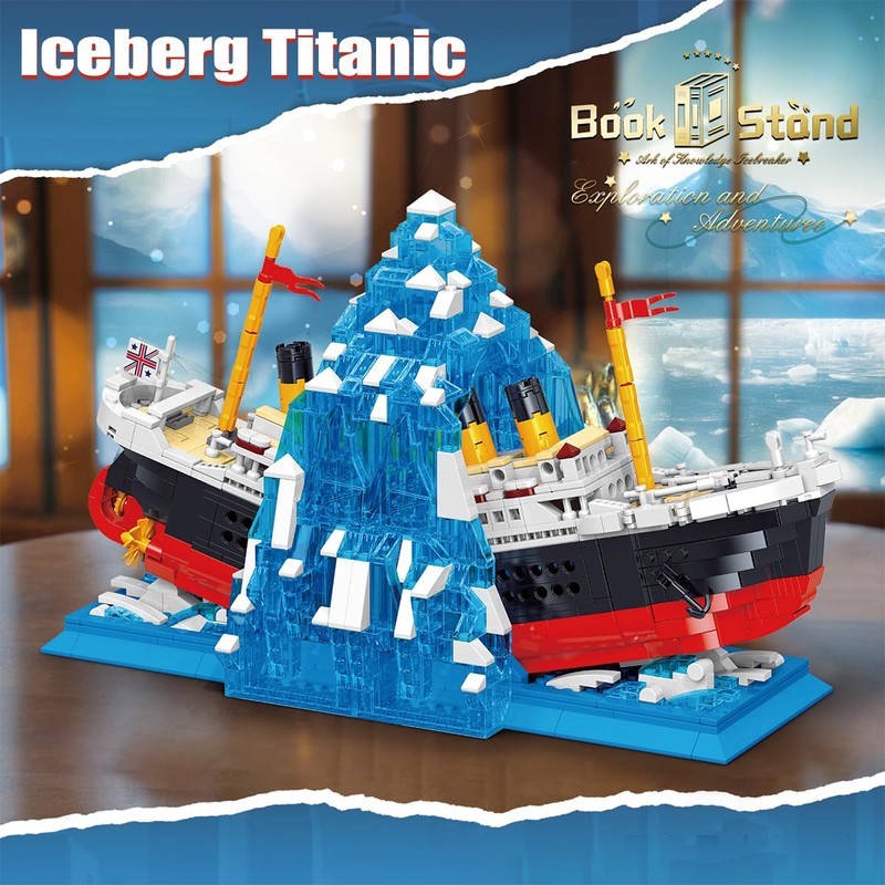 BDYDT Iceberg Titanic Building Blocks Sets，Creative Bookshelf Toy Building Set，Ideal