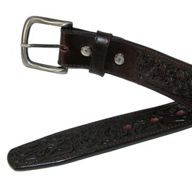 CTM Embossed Leather Money Belt with Removable Buckle, 36, Brown