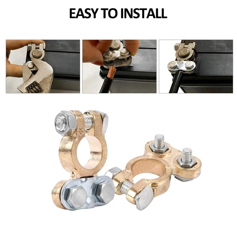 Tnisesm 1Pair Battery Terminal Set with Anti-Corrosion Washers, Positive Negative