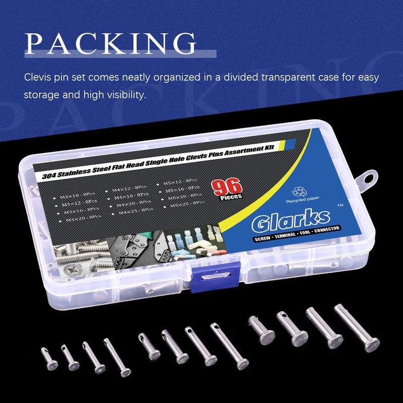 Glarks 64Pcs 12 Sizes 304 Stainless Steel Flat Head Single