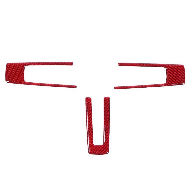 3Pcs Steering Wheel Frame Sticker Carbon Fiber Button Cover Trim
