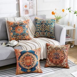 Ethnic Cushion Covers Moroccan Cushion Covers 45x45 Yellow Throw Pillow Covers Retro Carpets Geometric Decorative Pillows Oriental Pillowcase Linen Cushions For Sofa Bedroom Outdoor Garden Decor
