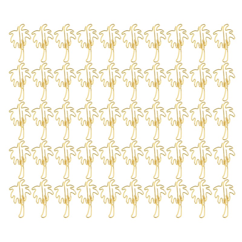 50 Pcs Paper Clips Portable Mini Cute Golden Coconut Tree