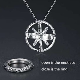 Jemant Astronomical Sphere Ring Folding Ball For Men Women Silver Vintage Unique Gothic Ring That Unfolds Into An Astronomical Sphere Necklace Pendant Jewelry (8)