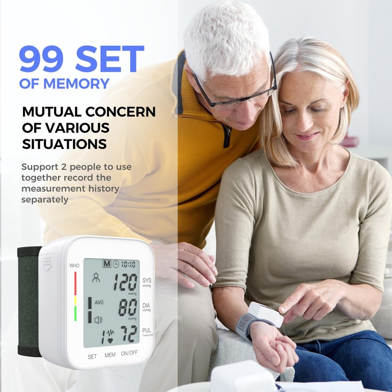 Mmizoo Wrist Blood Pressure Monitor Large Lcd Display Dual Users