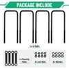 Racewill 12 inch Square Bend U-Bolt Kits, Heavy Duty Steel
