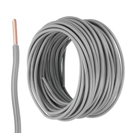 sourcing map 75 Feet Electrical Wire Insulated Solid Copper 14 AWG Hook Up Wire Cable THHN Wire Residential, Industrial, Grounding, Electrical Rated for 600 Volts,UL listed,Grey