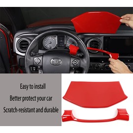 KELEIMAI Car Accessories Fit for Toyota Tacoma 2016-2022 2023 Inner Look Central Console Dashboard Panel Cover Trim Frame (Red) ABS 2PCS