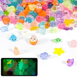CAABISO 116 Pcs Mini Resin Animals Bulk Tiny Animals to Hide Glow in The Dark Mini Animal Figurines for Miniature Fairy Garden Accessories Micro Landscape Aquarium Potted Decoration