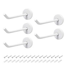 uxcell 5Pcs Wall Mounted Hook Robe Hooks Single Towel Hanger With Screws, Stainless Steel, (3.74Inch, White)