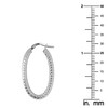 Kooljewelry 10k White Gold Diamond-cut Oval Hoop Earrings