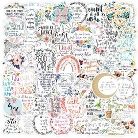 AOZUO Pack of 100 Christian Decorative Gifts, Christian Bible Accessories, Christian Jesus Bible Verse Sayings, Boho Vinyl, Waterproof, Inspirational Stickers for Water Bottles, Laptop, Skateboard,