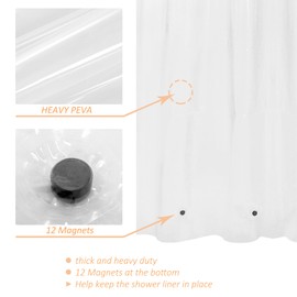 Mrs Awesome Mrs Awesome Clawfoot Tub Shower Curtain or Liner with 12 Magnets - Free 36 Hooks Included, Waterproof PEVA, 180" x 60", Clear