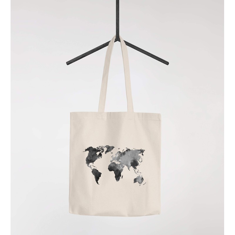 Autiga® Jute Bag World Map Watercolour World Map Cotton Bag