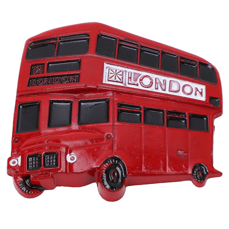 3Pcs Bus Fridge Magnet Red Bus Design Bright Colors Magnetic
