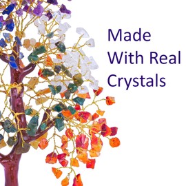 Seven Chakra Crystal Tree | 7 Colorful Crystals Tree for Living Room Bedroom Dining Room Office Home Décor Showpiece Bonsai Money Tree Gift Natural Gemstone Reiki Healing Positive Energy (300 Beads)
