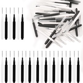 Pack of 60 Micro Eyebrow Brushes, Eyelash Brush with Cap, Mini Brush Head for Eyelash Extensions, Eyelash Brushes for Women (Black, White)