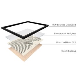 HAUS AND HUES Neutral Wall Art Prints for Wall Decor - Boho Art Wall Prints Mid Century Modern Decor Line Art Wall Decor and Geometric Wall Decor Black Semi Circles Reflected (16x20 Framed Black)