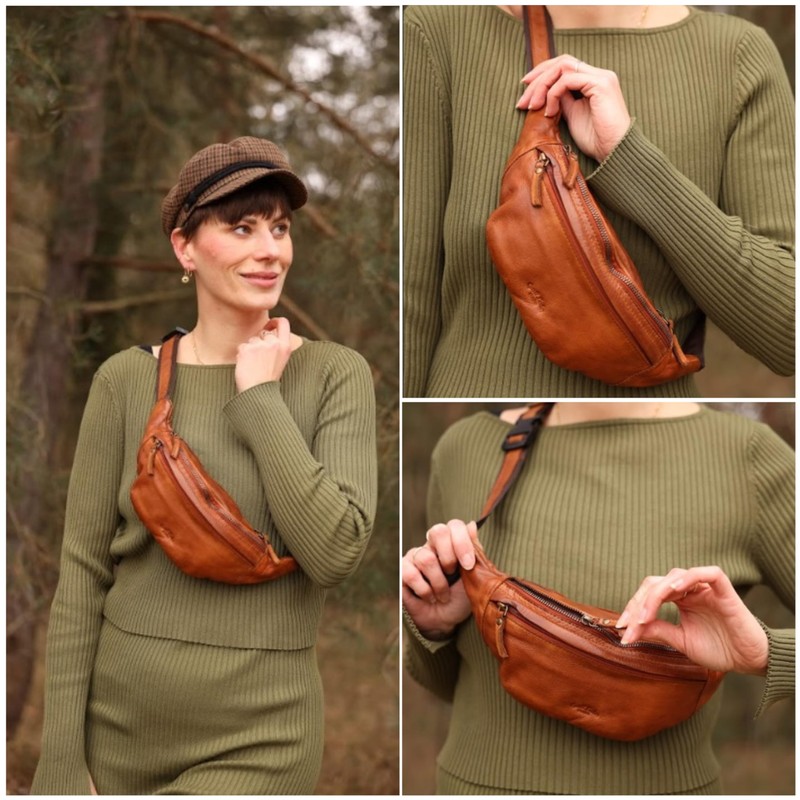 Gusti Spencer Leather Belt Bag for Men and Women, Bum