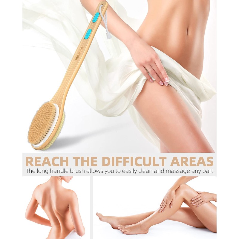 Metene 2 Pack Shower Brush with Soft and Stiff Bristles,