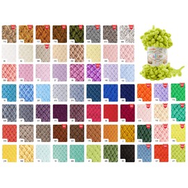 Alize Puffy Plain Knitting Yarn 500 g, Knitting without Needles, Also Suitable for Beginners, Colour: 686 White / Black