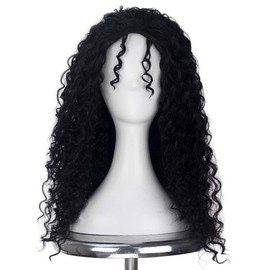 Miss U Hair Women Classic Long Afro Curly Witch Cosplay Costume Wig Punk Lolita Wig (Black)