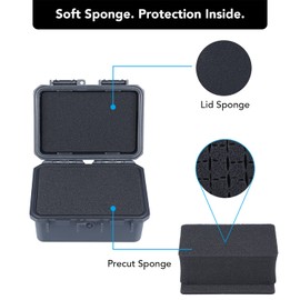 Lykus HC-1420 Mini Hard Case Dry Box with Foam Insert, Interior Size 5.5x3.5x2.7 in, IP66 Splash-Proof, Suitable for Cellphones, Tools, Small Devices and More