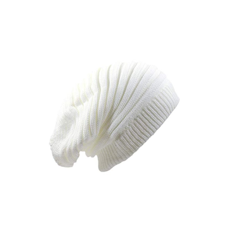 RW Rasta Long Slinky Beanie Hats (White)