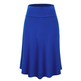 LL WB1105 Womens Lightweight Fold Over Flared Midi Skirt L Royal_Brite