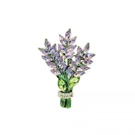 Rhinestone Lavender Brooch Women Brooch Romantic Crystal Lavender Flower Lapel Pin Purple Flower Pin Crystal Rhinestone Lilac Brooch Badge Pin for Cloth Dress Wedding Party