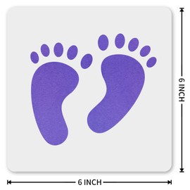 MAGJUCHE Footprint Stencil 6 Inches, Reusable Baby Feet Stencil for Painting DIY Crafts Decor