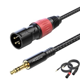 AuxLink XLR to 3.5mm Cable 3ft 2Pack, 3.5mm to XLR Male Cable, Unbalanced TRS to XLR Cable Gold-Plated 3-Pins, 1/8inch to XLR Microphone Cable Nylon Braided