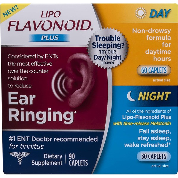 Lipo-Flavonoid Day and Night Combo Kit | Contains #1 ENT Doctor Recommended Lipo-Flavonoid Plus and Lipo-Flavonoid Night with Melatonin to Help Tinnitus Sufferers Sleep | 90 Caplets