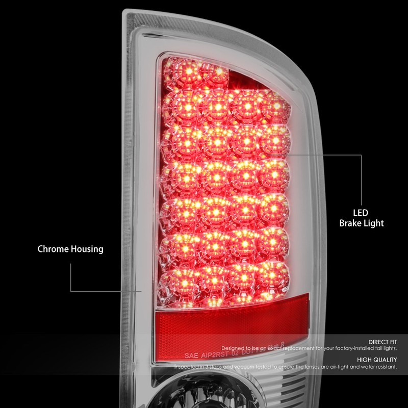 Pair of Chrome Housing Clear Lens LED Brake Tail Lights