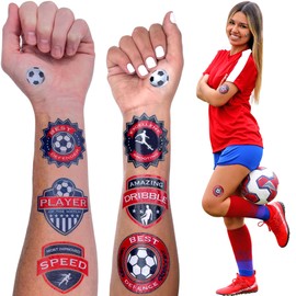 Soccer Award Temporary Tattoos - Soccer Tattoos As Soccer Medals & Soccer Gifts for Kids and Youth - Fun Soccer Accessories for Kids and Adults - Safe to Use Soccer Trophy Tattoos