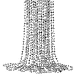 Trimming Shop 9 Metres Shiny Bead Garland for Christmas Tree Decoration - 7.5mm Pearl String Garland, Beaded Chain, and Artificial Pearls Tinsel for Xmas Hanging Ornaments, Sliver