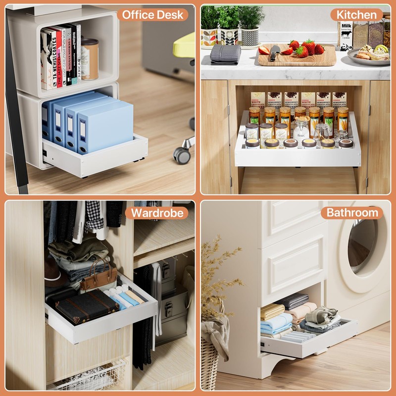 BUFOR 1 Pack Pull out Cabinet Organizer, Width (12"-19") Depth