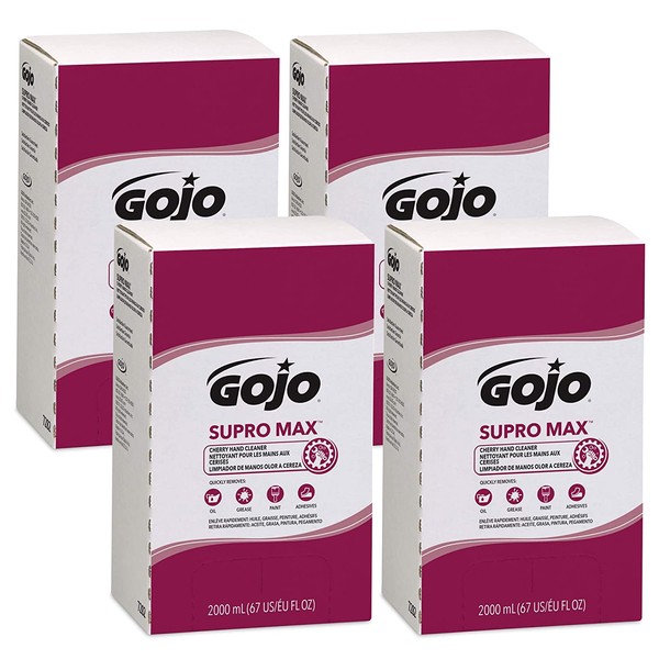 GOJO SUPRO MAX Cherry Hand Cleaner, Cherry Fragrance, 2000 mL Heavy Duty Hand Cleaner Refill for GOJO PRO TDX 2000 Dispenser (Pack of 4) – 7282-04,Beige