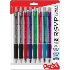 Pentel R.S.V.P. Super RT Retractable Ballpoint Pen - 1 mm Pen Point Size - Retractable - Translucent Barrel - 8 / Pack
