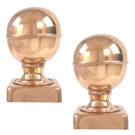 4x4 Copper Globe Finial Post Cap by Captiva (2-Pack) - Extended Lip - Solid Copper - Will Patina Naturally (3-1/2 x 3-1/2) (2, 4x4)