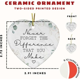 Thank You Gifts - Employee Appreciation Gifts - Retirement Gift for Woman, Men - Teacher Appreciation Gift for Women - Ideas for Coworker, Boss Lady, Nurse - Ceramic Heart Hanging Ornament