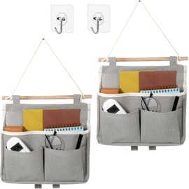 Tazive Set of 2 6 Pockets Wall Hanging Entryway Trinket Storage for Newspaper, Letter, Keys, Mail, Stationery and More (Dark Gray)