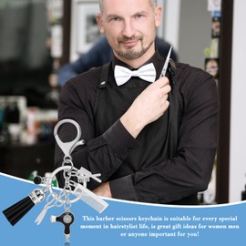 YaeYur Hair Stylist Gifts Keychain Comb Scissors Charms Tassel Keychains Hairdresser Barber Keychain Key Ring Gifts for Women Men Hairstylist Cosmetology Birthday Graduation Gift（Black）